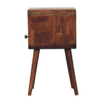 Mini Honey Caramel Curved Bedside With Open Slot