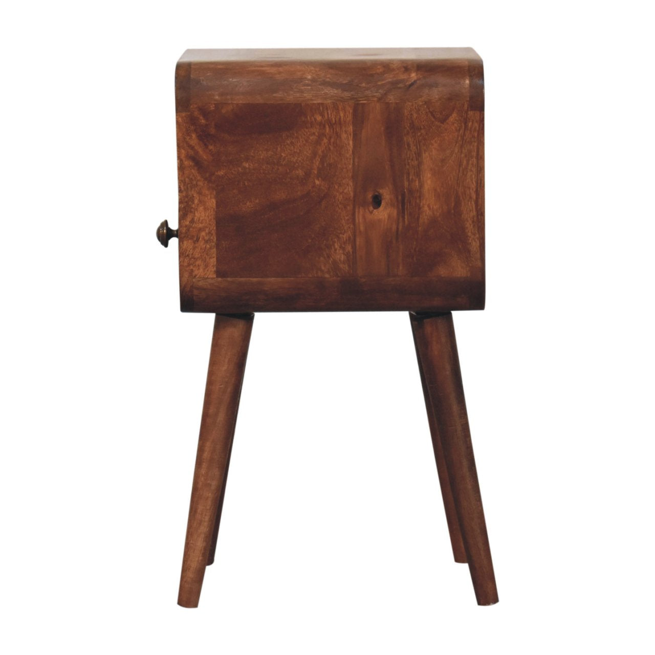 Mini Honey Caramel Curved Bedside With Open Slot