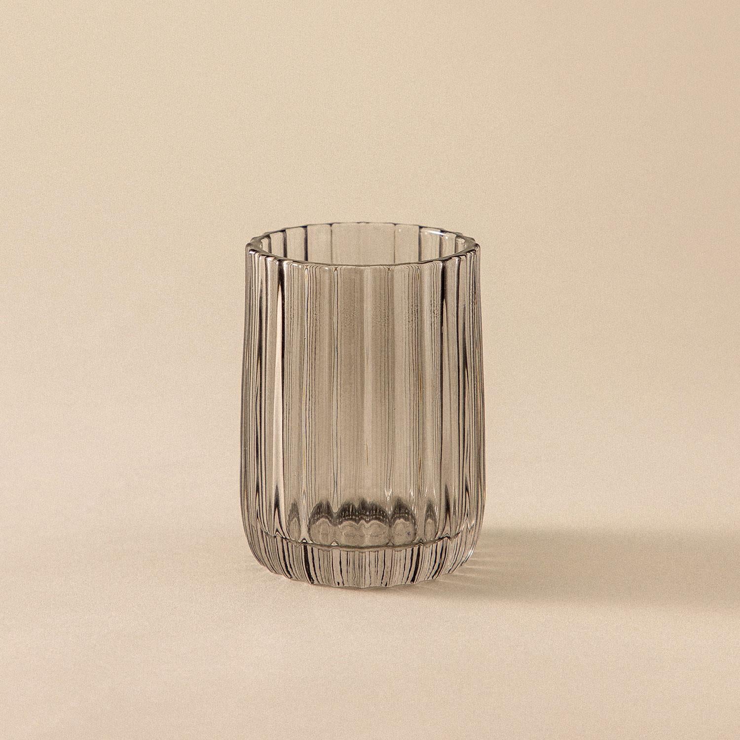 Toothbrush Holder Tumbler, Glass, 8cm, Smoke Grey, Lido Collection