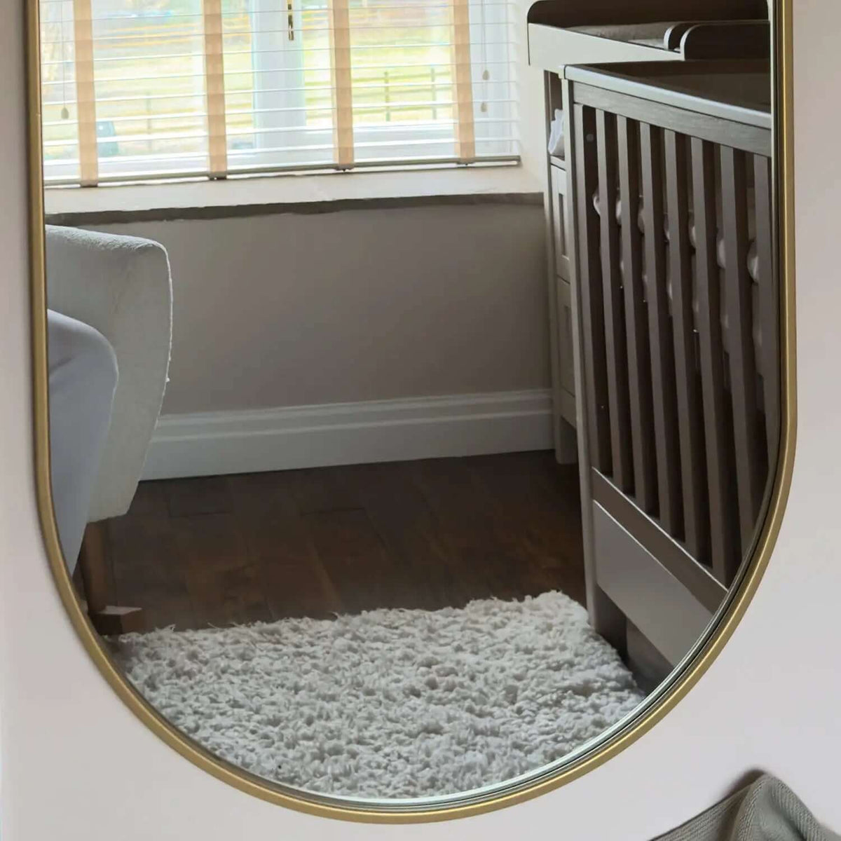 Emi- Gold Metal Runway Oval Mirror | 120cm x 40cm