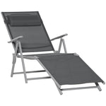 Sling Patio Reclining Chaise Lounge Garden Furniture Folding | Dark Gray