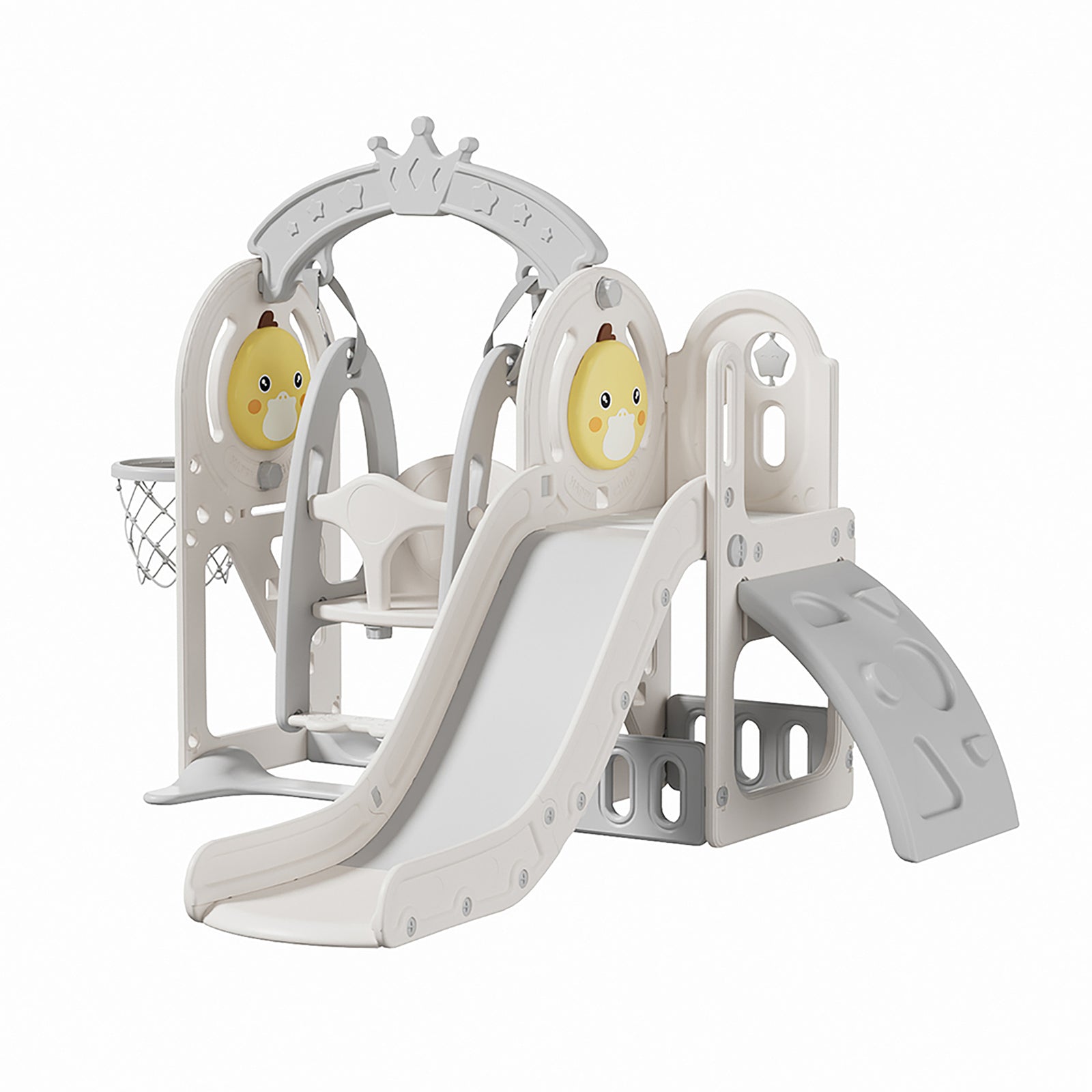 Yellow Duck Toddler Playset With Slide, Swing, Basketball Hoop & Toy Storage – Cute & Safe Hdpe Activity Center For Kids