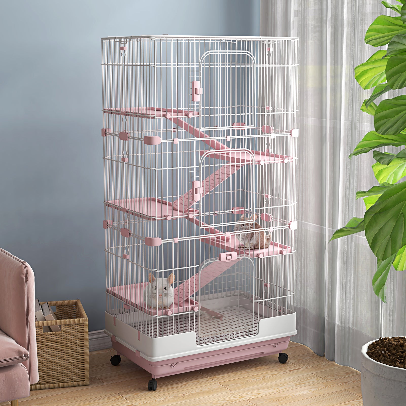 4/6-level Small Animal Cage, Indoor Pet House | Pink