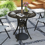 78 Cm Round Garden Dining Table W/ Parasol Hole | Bronze