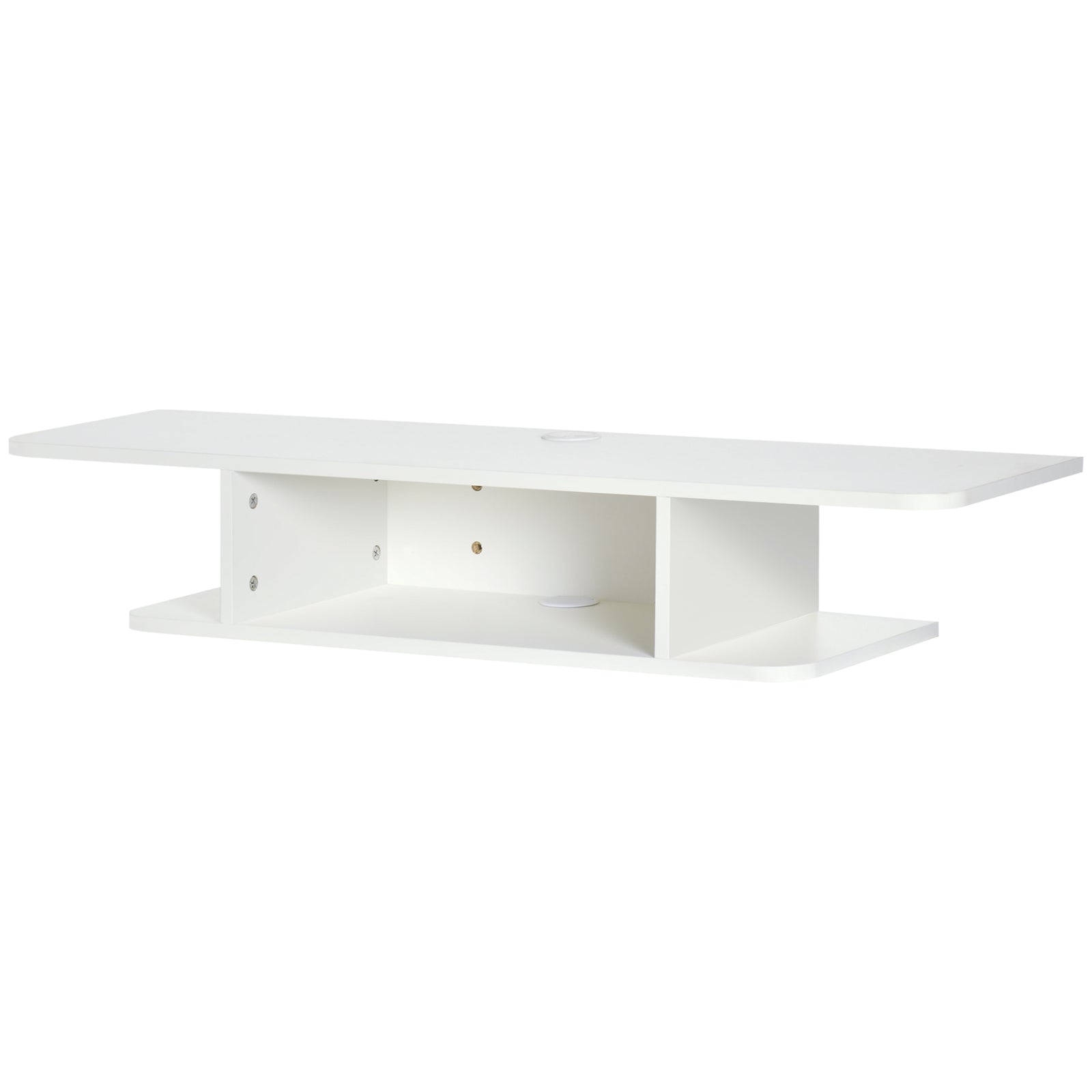 Wall Mounted Tv Stand With Storage Shelf | White