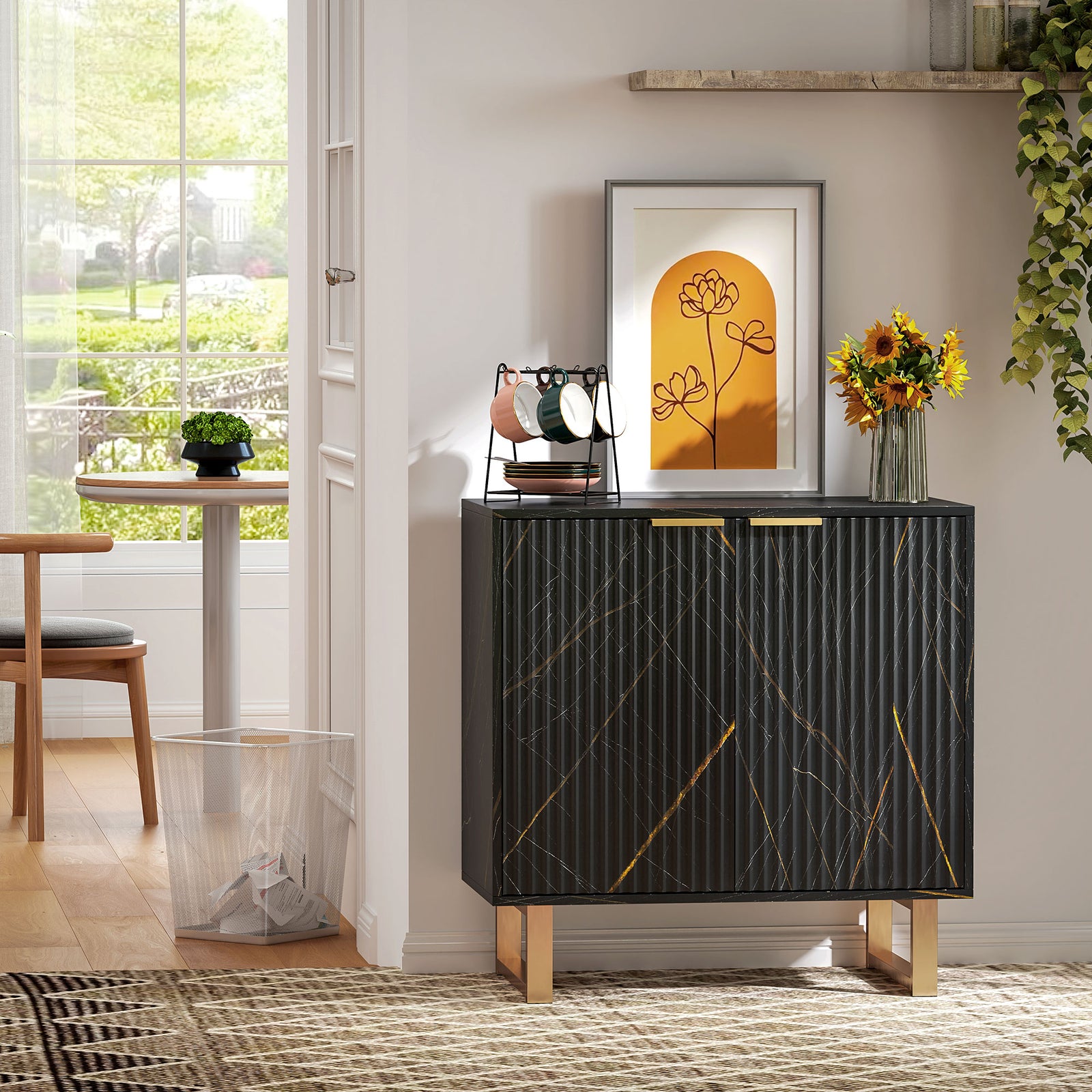 Sideboard Buffet Cabinet With 2 Doors And Adjustable Shelves | One Size | Black
