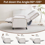 Fabric Upholstered Sofa Pushback Reclining Chair Armchair With Footstool | White