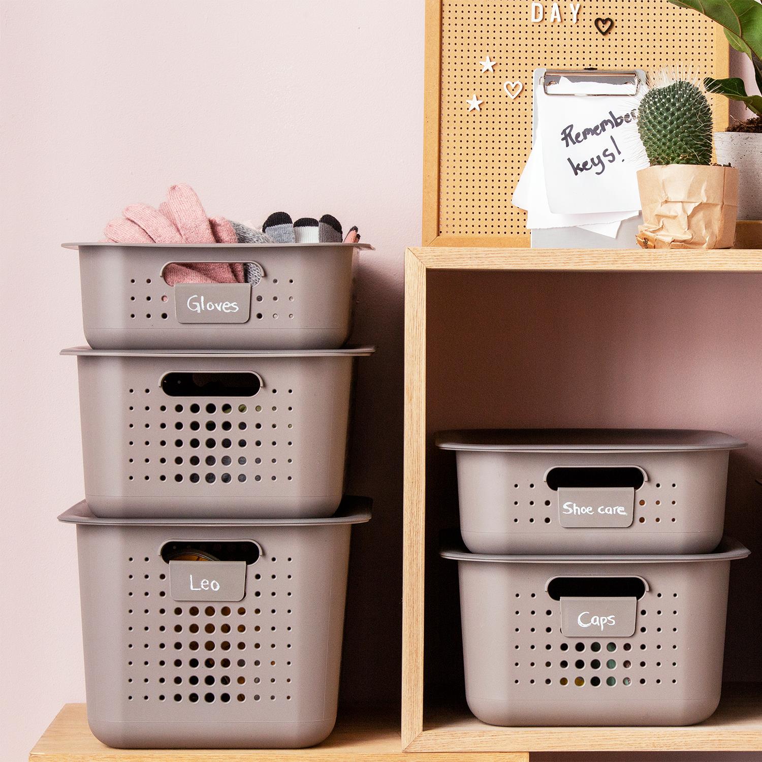 Lightweight & Durable Basket Recycled 20 Storage Box,13l, Charcoal