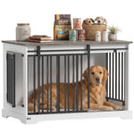 Dog Crate Furniture With Sliding Barn Door | 100cm | White