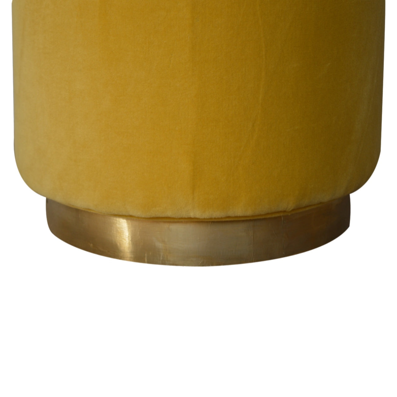 Solid Mango Wood In818 - Mustard Velvet Footstool With Gold Base