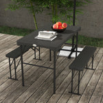 Hdpe Picnic Table Set W/ Beer Table & 2 Benches For 6