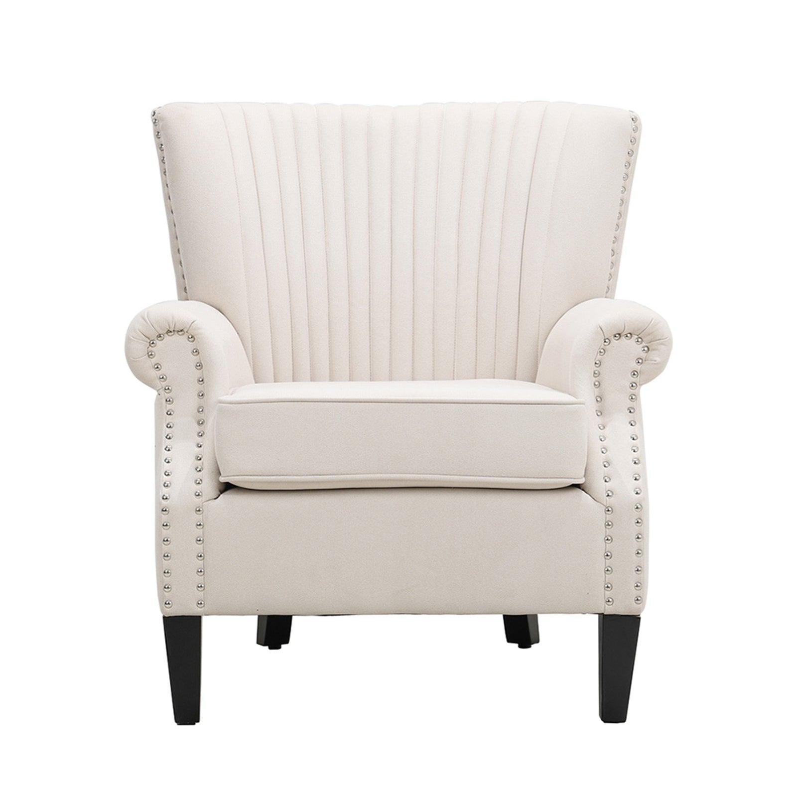 Breeins Vertical Channel Tufted Armchair With Nailhead Trim