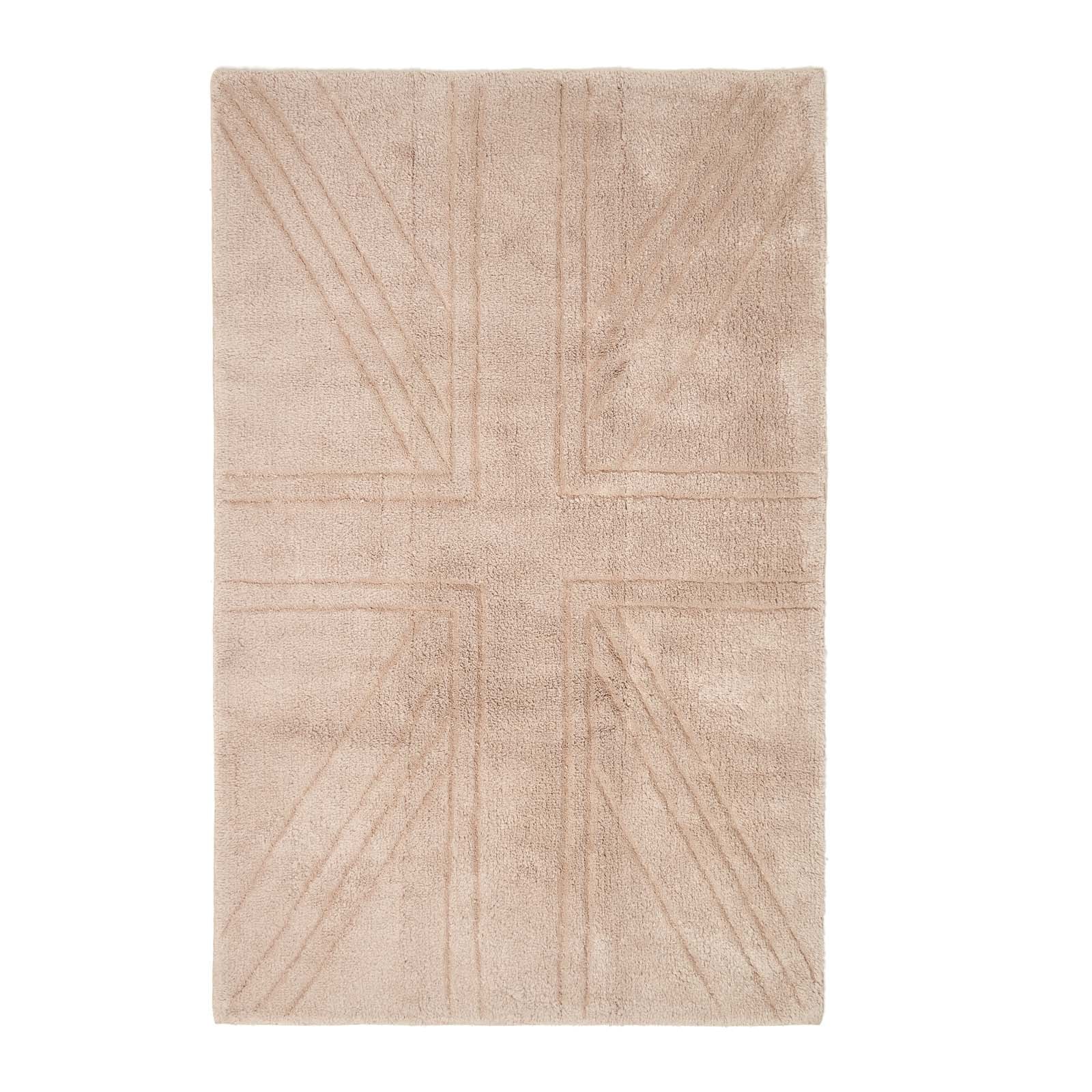 Cotton Tufted Rug Union Jack Plain Embossed Mat | 50cm x 75cm | Mink