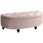 Semi-circle Bed End Bench Ottoman With Storage | Pink