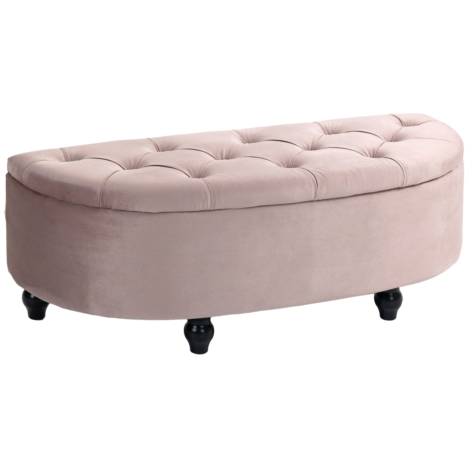Semi-circle Bed End Bench Ottoman With Storage | Pink