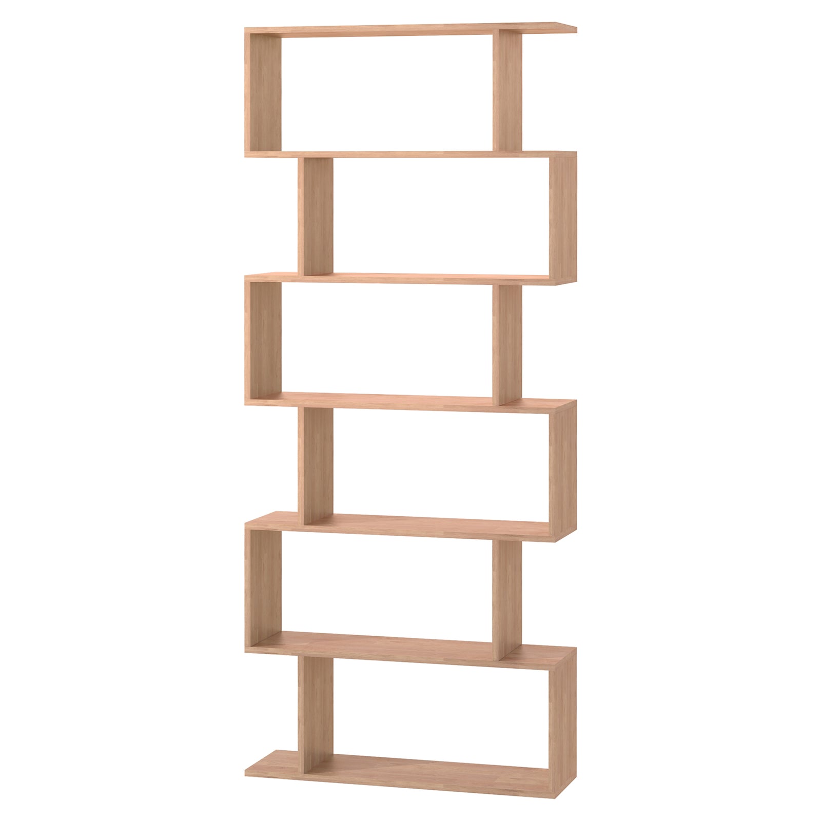 6-tier Wooden Modern S-shaped Shelf Storage Unit Home Office | One Size | Brown