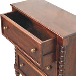 Spindle Winewood Chest,3 Drawers, Brown | 2 | Brown