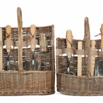 Wicker Garden Basket Antique Wash Deluxe Trug Tool Basket | Set-of-2