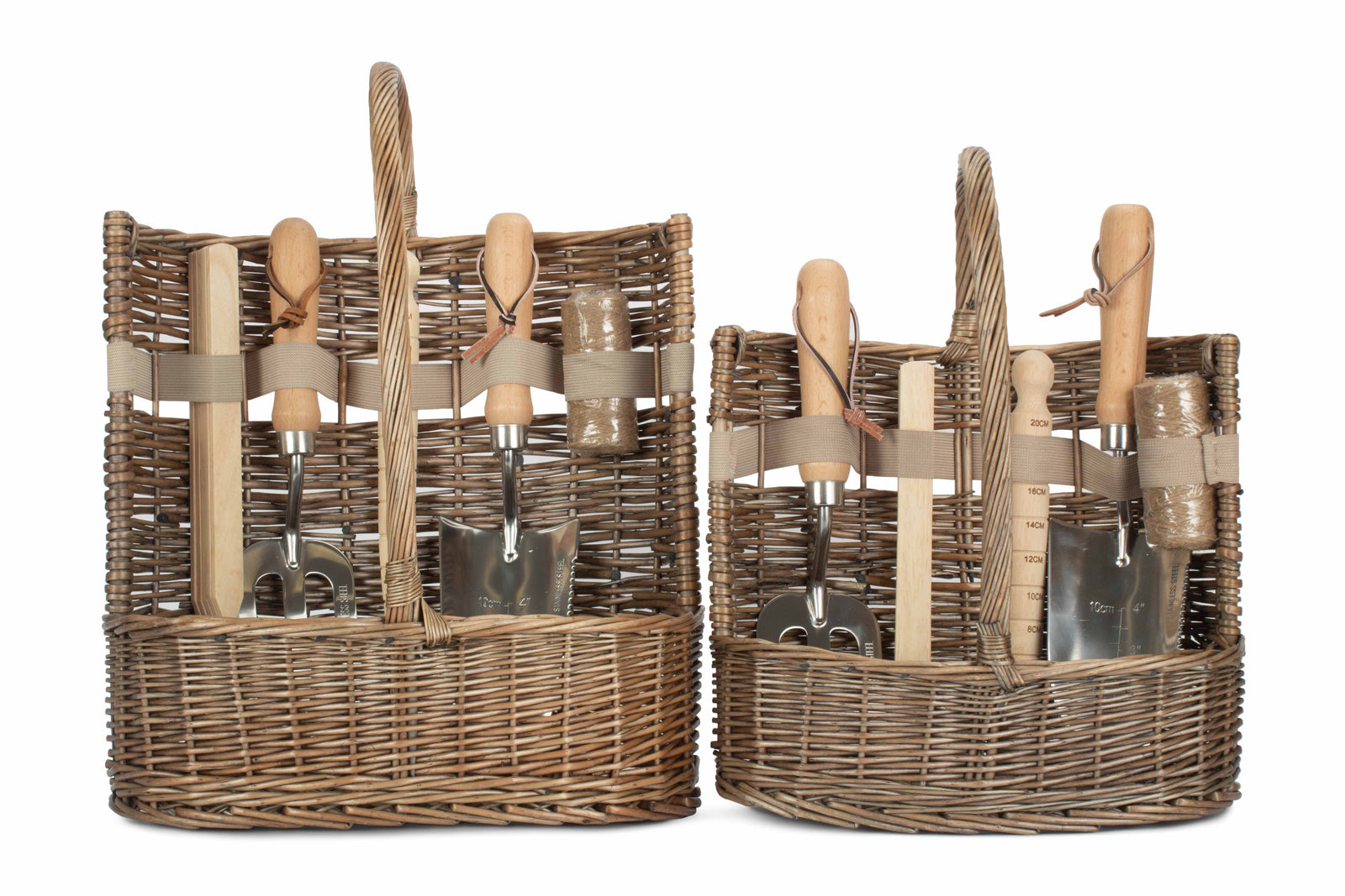 Wicker Garden Basket Antique Wash Deluxe Trug Tool Basket | Set-of-2