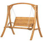 2 Seater Garden Swing Chair, Outdoor Wooden Swing Lounger