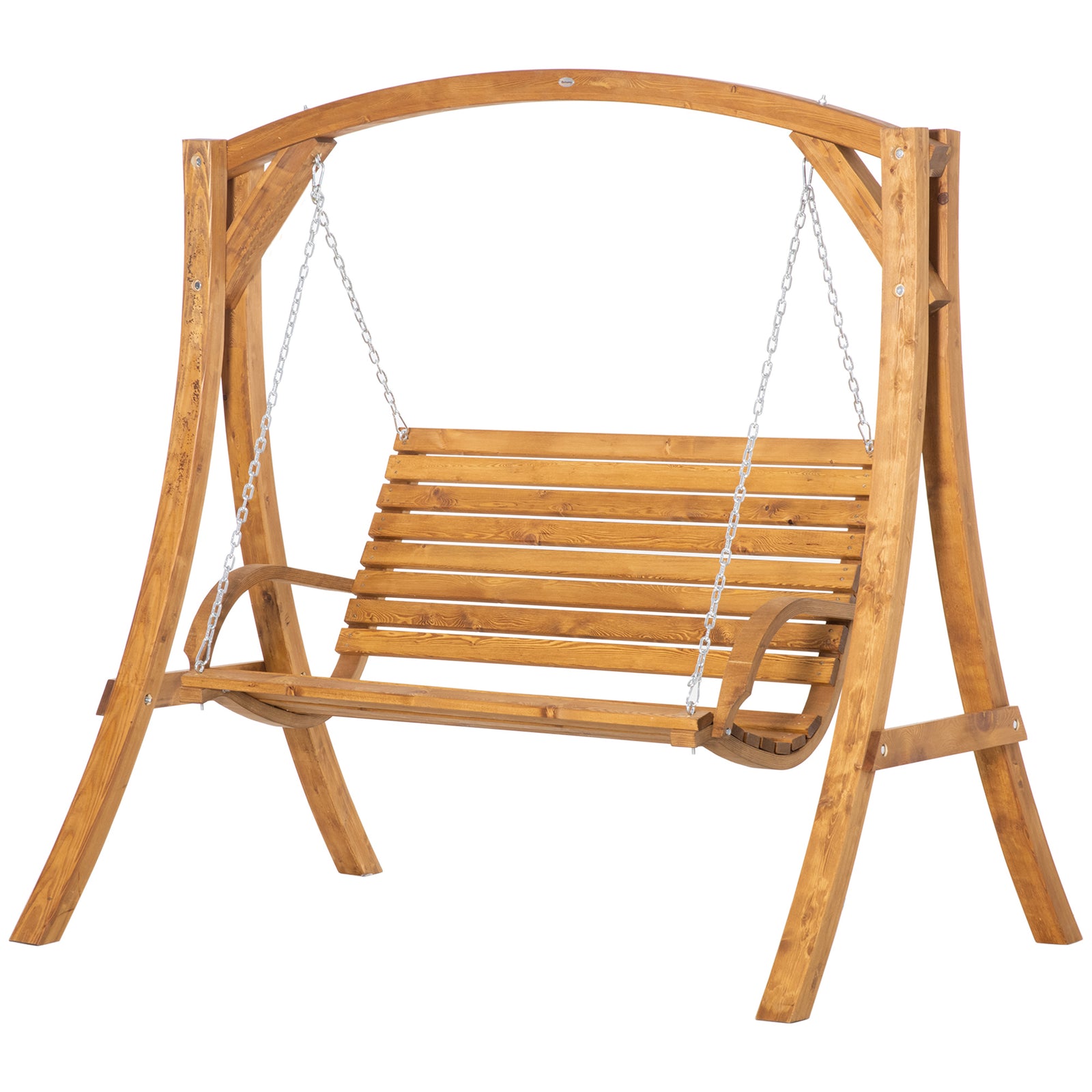 2 Seater Garden Swing Chair, Outdoor Wooden Swing Lounger