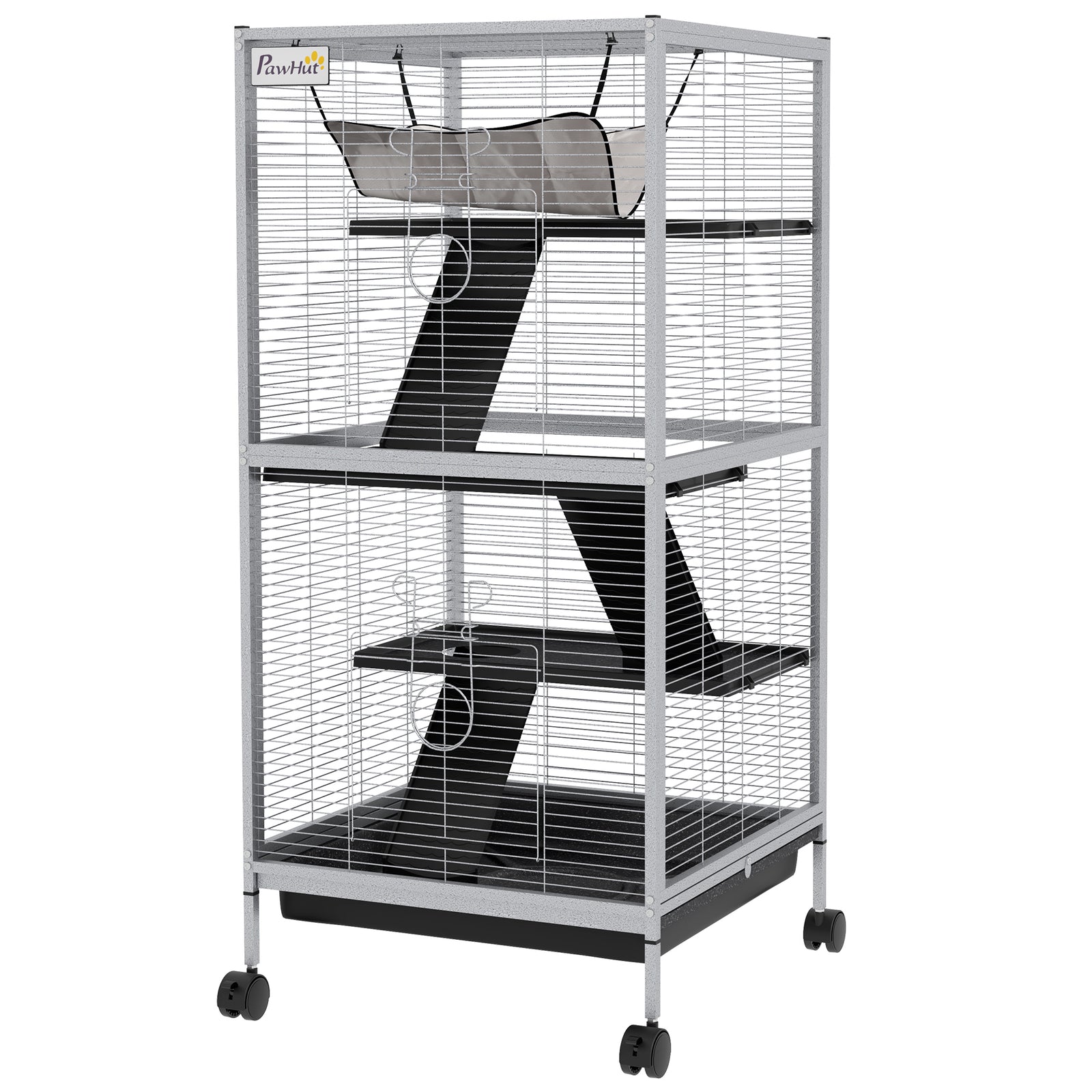 Rolling Small Animal Cage For Chinchillas Ferrets Kittens W/ Ramp | Grey