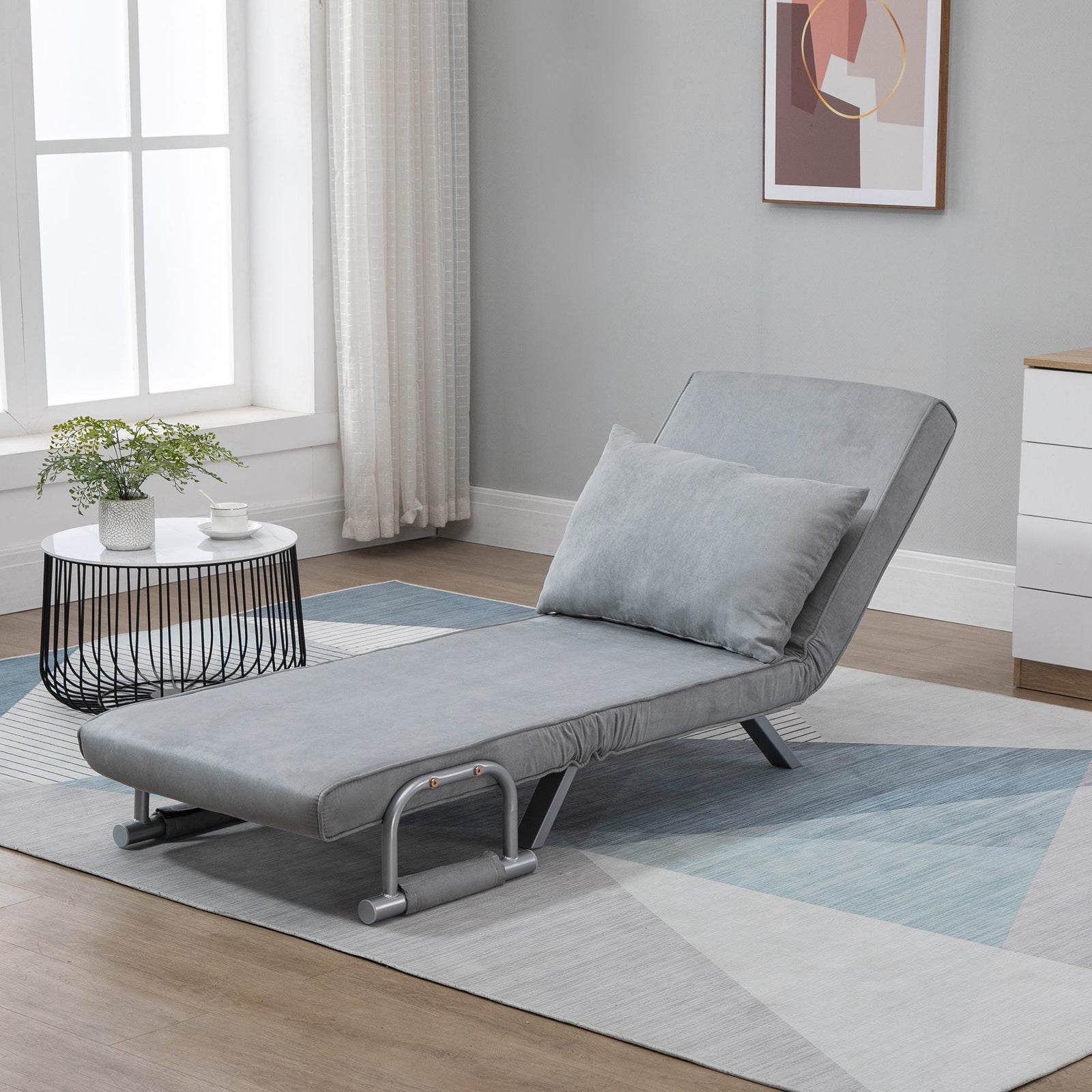 Sofa Bed Foldable Portable Armchair Sleeper With Pillow | One Size | Charcoal Gray
