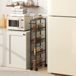 HOMCOM Rolling Kitchen Trolley, Slim Storage Cart With Metal Frame, Handle