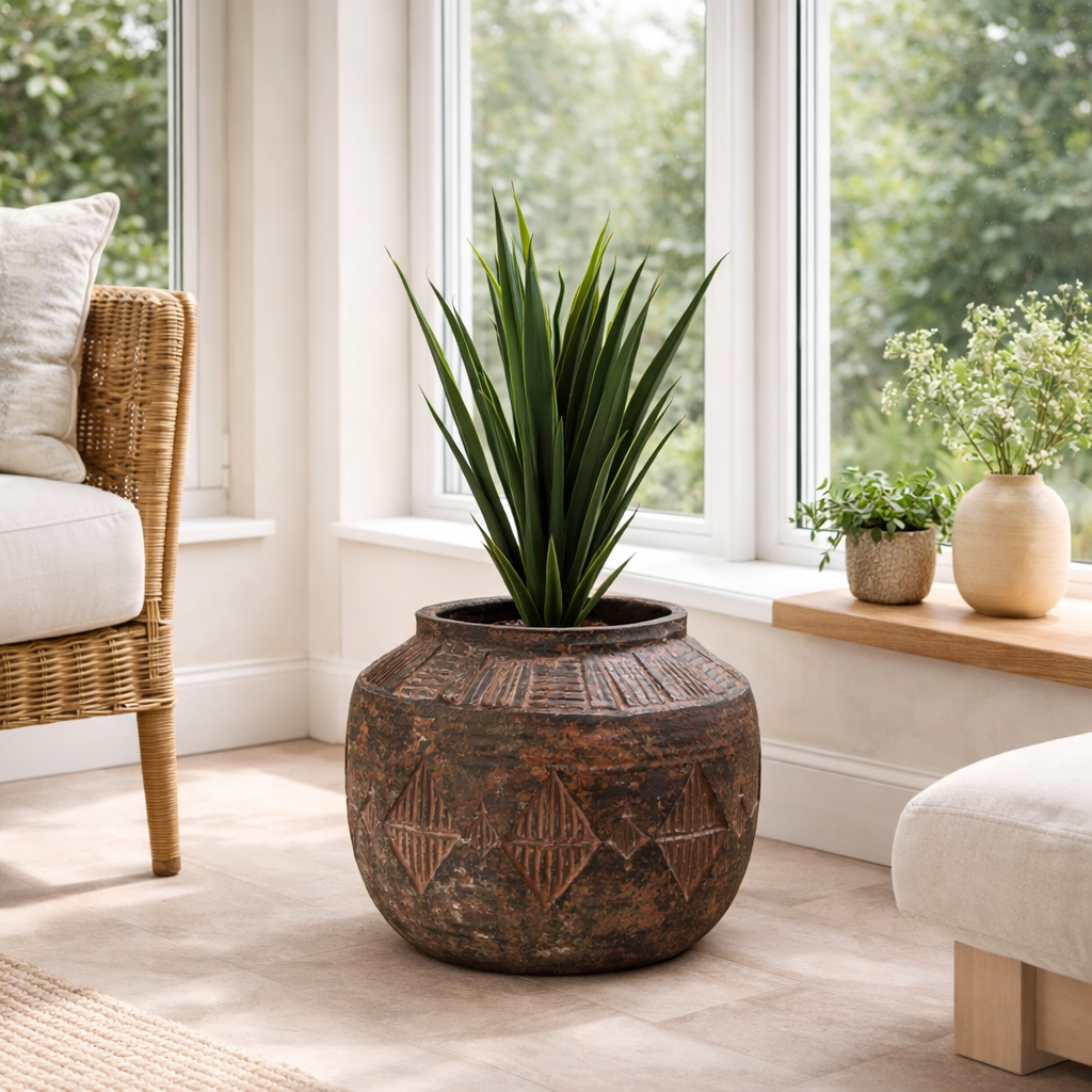 27cm X 36cm Aztec Diamond Large Planter Brownbrown