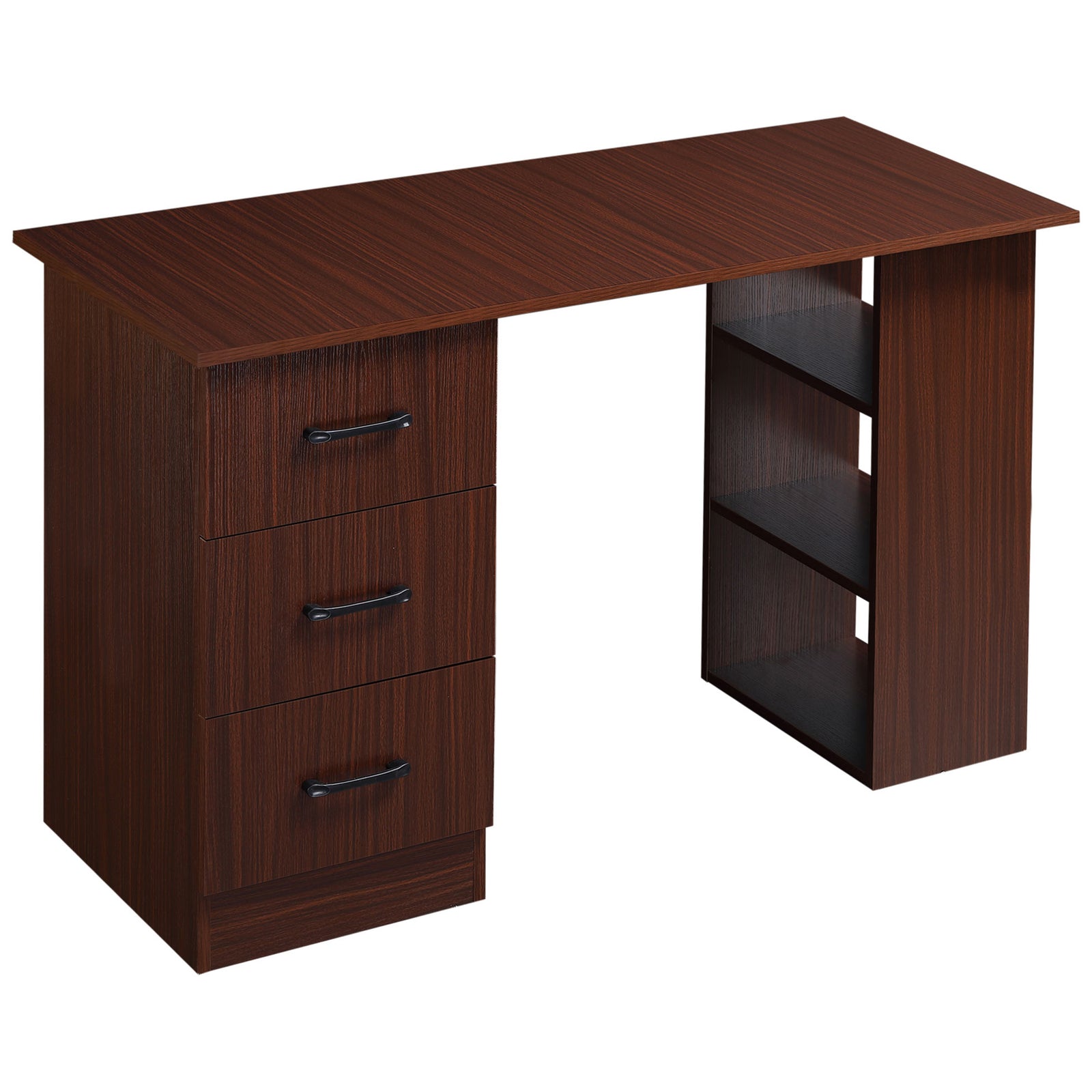 120cm Computer Desk Pc Table Workstation W/ 3 Shelf & Drawer | Brown