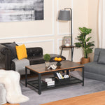 Retro Industrial Coffee Table With Shelf