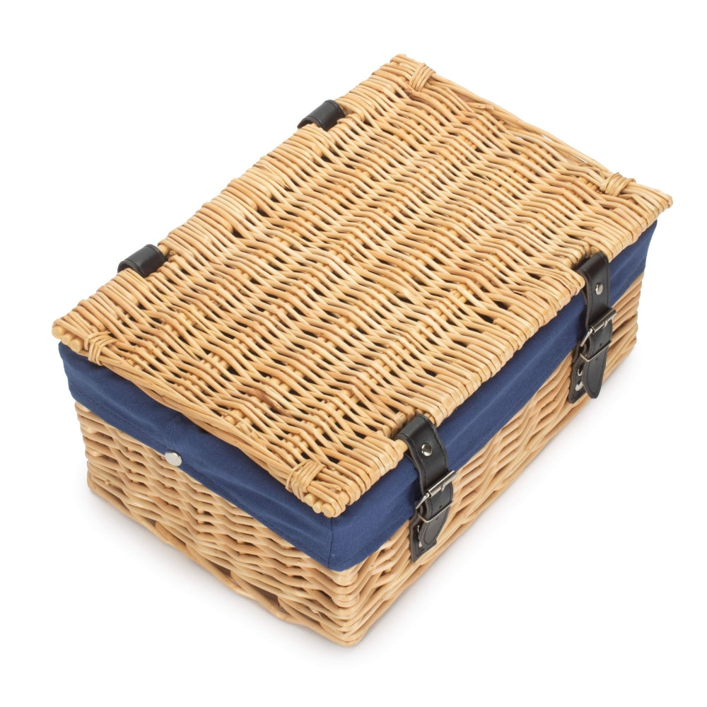 36cm Buff Wicker Empty Picnic Basket | One Size | Blue