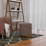Modern Round Footstool, Fabric Upholstered Foot Rest | One Size | Brown