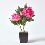 Artificial Peonies In Decorative Pot, 48 Cm Tall | Pink