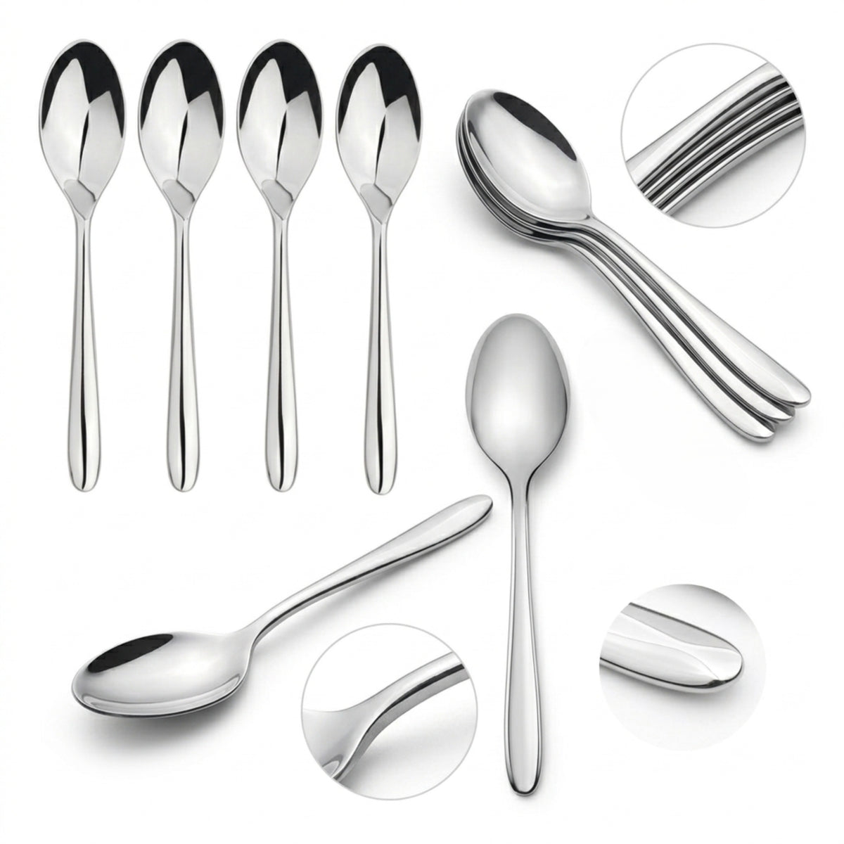 Cutlery Sets Stainless Steel 18/8 Forks Spoons Catering Nova | Set of 12 | Silver