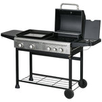2-in-1 Gas Bbq And Plancha, 15kw, 4+1 Burner | Black