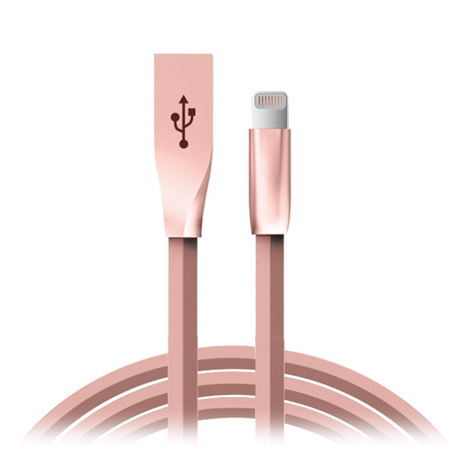 Spring Zinc Alloy Lightning To Usb Sync And Charge Cable 1 Meter | Rose Gold