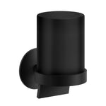 Frosted Glass Soap Dispenser With Self Adhesive Wall Mount | Black