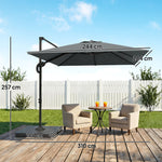 2.4 X 2.4 M Cantilever Parasol W/ Umbrella Weights | Dark Grey