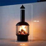 Outsunny Chimney Fire Pit, Portable Wood Burning Firepit With Poker, Black