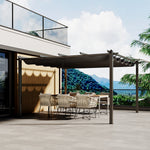 4m X 4m Aluminium Pergola With Retractable Roof,charcoal Grey,outdoor Garden Gazebos Water-resistant