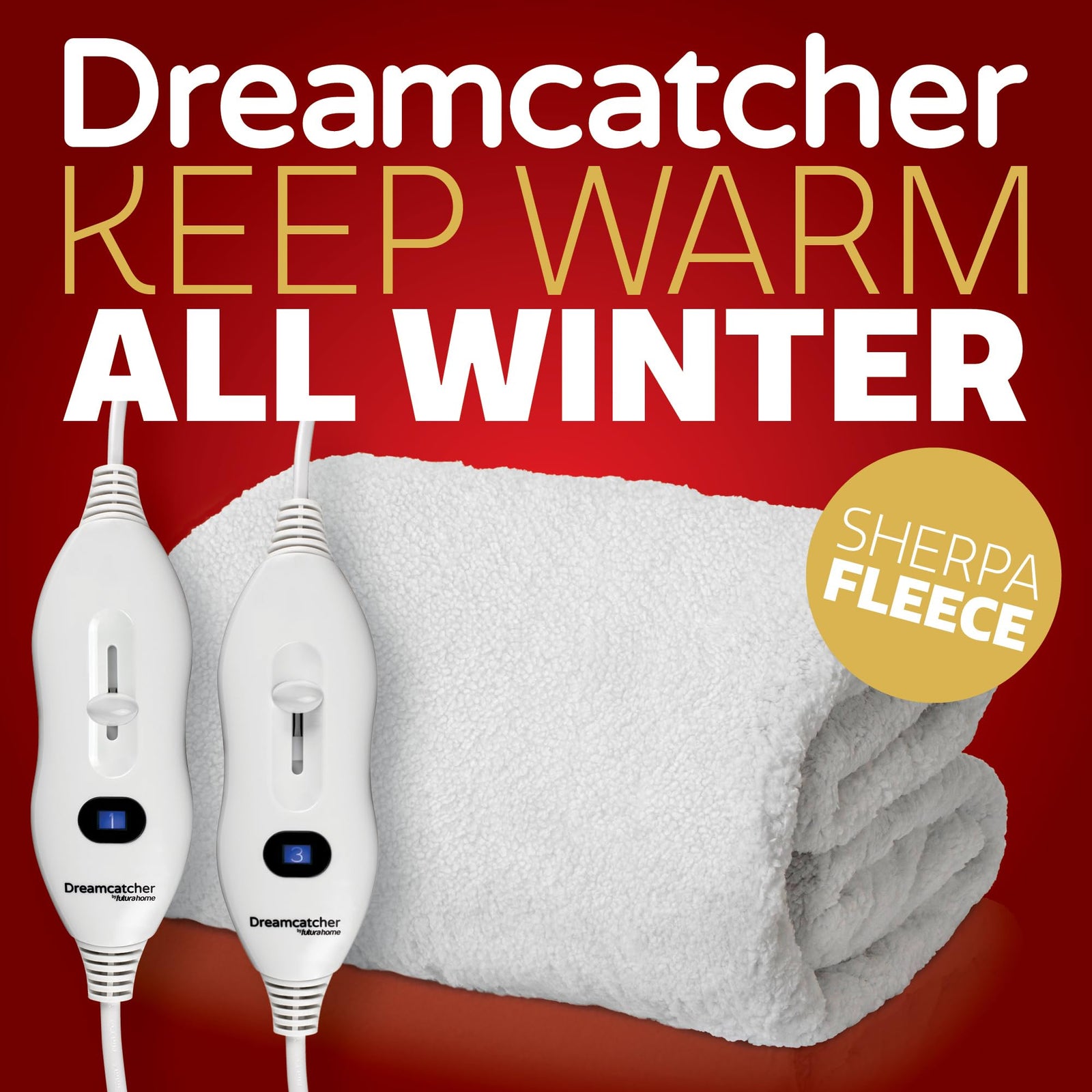 Electric Blanket Fully  Fitted Sherpa  Fleece Heated Bed Underblanket 3 Heat Settings | Super King | White