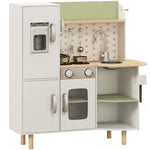 Toy Kitchen Playset W/ Phone, Ice Maker, Stove, Sink - White