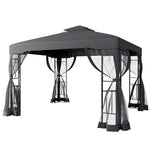 3.6 x 2.95m Outdoor Garden Gazebo with Netting, Heavy Duty Steel Patio Canopy Shelter with Ventilated Roof, Waterproof UV-Resistant Pergola Tent for Backyard