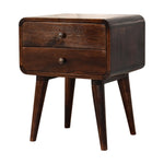 Solid Wood Curved Dark Walnut Bedside