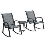 Outsunny 3 Pcs Outdoor Rocking Bistro Set, Mesh Fabric, Grey