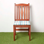 Striped Seat Pad With Button Straps 100% Cotton, 40 X 40 Cm | Set of 1 | Blue