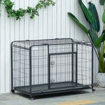 Pawhut 69.5x94cm Metal Dog Cage Kennel W/ Locking Door & Wheels Medium Pets