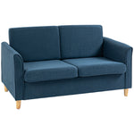 Double Seat Sofa Linen Upholstery Loveseat Couch Armrests | One Size | Blue