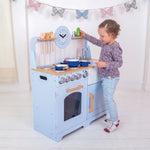 Blue Wooden Country Play Kitchen With Realistic Features